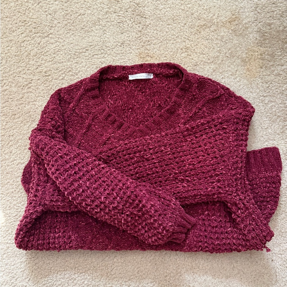 Altar'd State Deep Red V-Neck Sweater